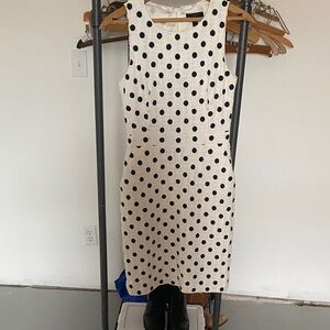 J.CREW 00 Classic Cream Polka Dot Sheath Dress ( Cotton )